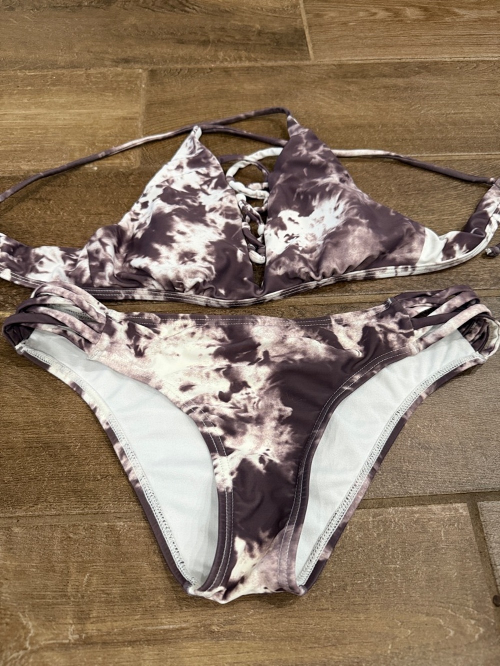 Tie-Dye Purple & White Women's Bikini Set